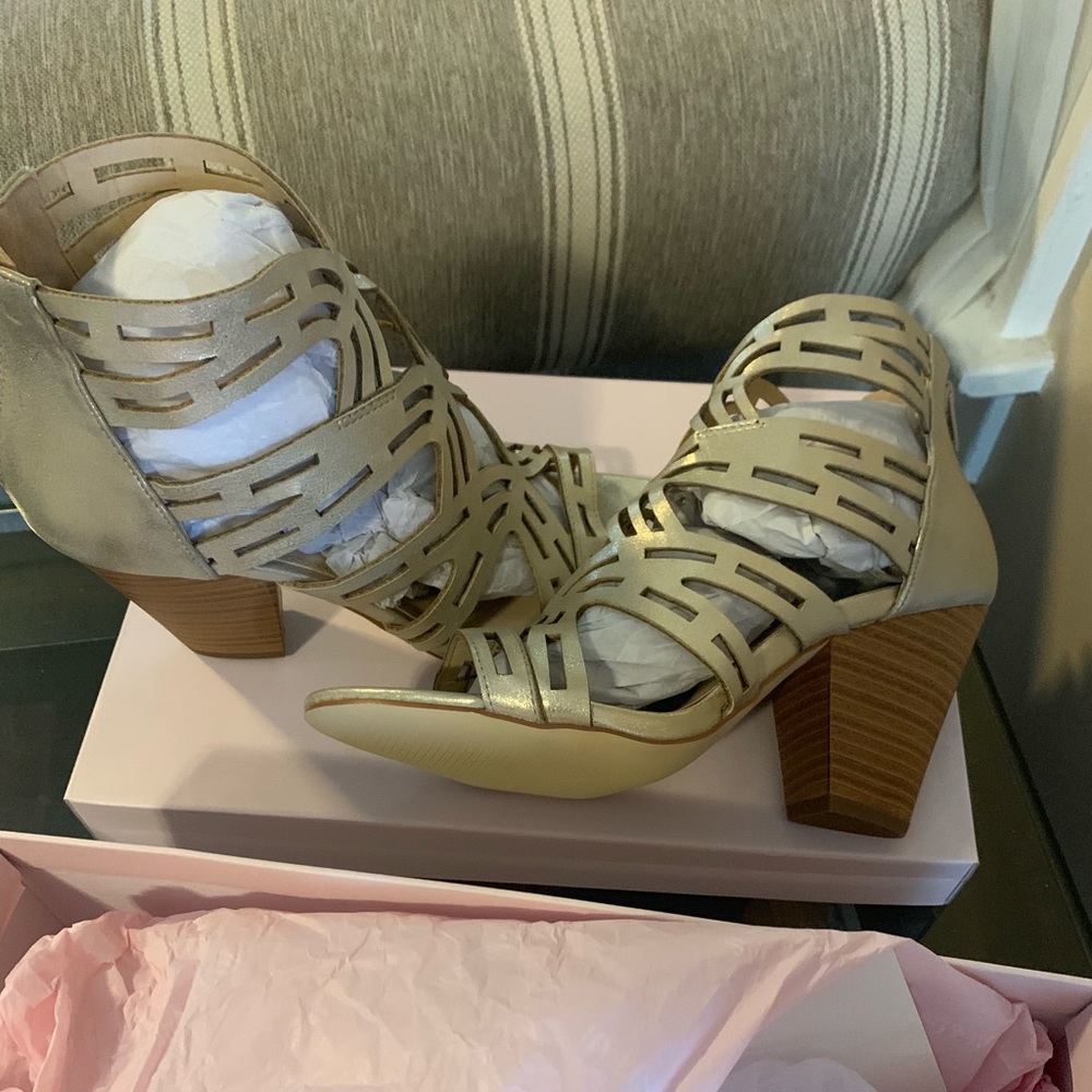 Champagne wedge sandals